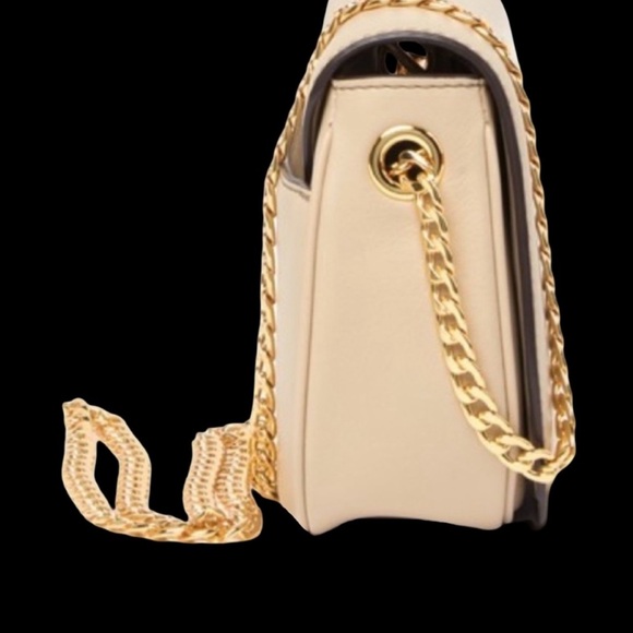 Marc Jacobs Beige Nude Off-White Leather Gold Link Chain Crossbody Shoulder bag - Picture 3 of 8